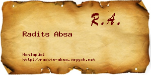 Radits Absa névjegykártya